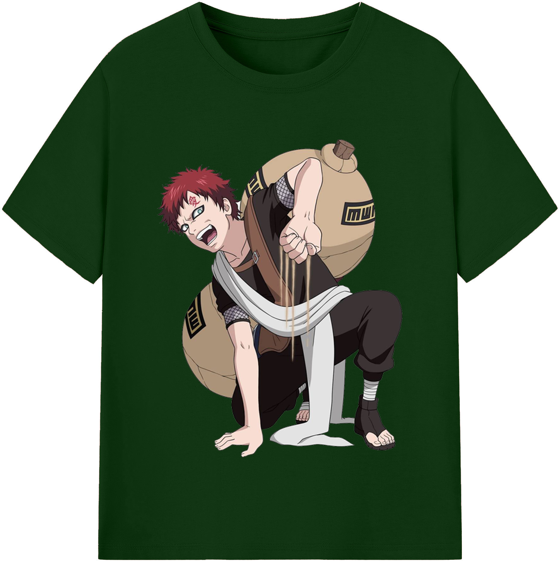（画像用） NARUTO -ナルト- ガアラ Gaara 綿100％半袖Tシャツ（フロントプリント）